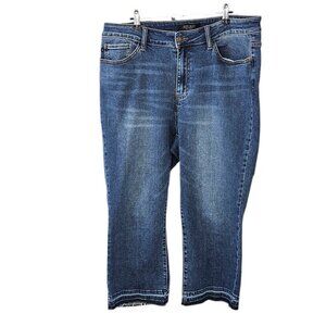 Judy Blue Womens Kick Boot Jeans, Raw Edge Hem, Cropped, Stretch, Plus, 16W